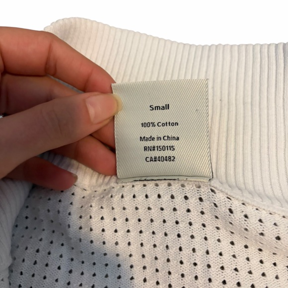 Varley Atwood Sweater Open Knit Tennis Preppy Quarter Zip White Small - Picture 5 of 7